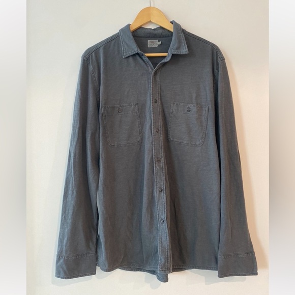 Faherty Seasons Regular Fit Long Sleeve Gray Cotton Knit Button Down Shirt Sz L - Picture 4 of 7